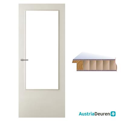 FSC honingraat boarddeur  met grote glasopening 88x211,5cm Opdek rechts [wit afgelakt] >>