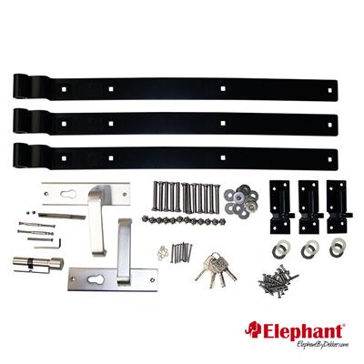 Elephant tuindeur beslagset Design staal/aluminium antraciet hengen/duimen/deurstop/cil./deurkrukken