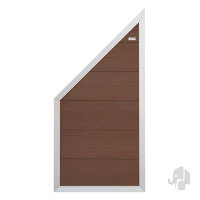 Elephant schutting Forte houtcomposiet FSC/GRS 40x900x1800mm halfschuin bruin/aluminium kader