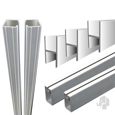 Aluminium set t.b.v. aluminium composiet zelfbouw scherm compleet incl. paaladapters [geanodiseerd]>