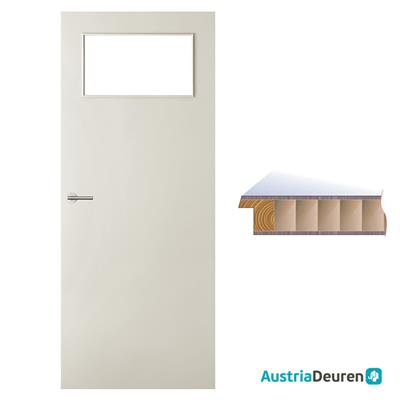 FSC honingraat boarddeur met kleine glasopening 83x201,5cm Opdek rechts [wit afgelakt] >