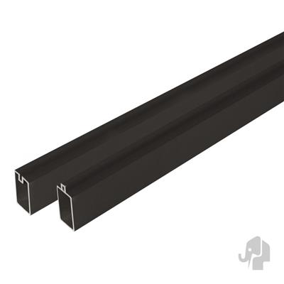 Aluminium regel "Mix&Match" 20x25x1800mm incl. tie-clips [zwart gepdct] 2st/set in krimp bc